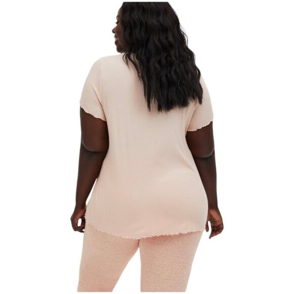 Torrid  Super Soft Rib Short Sleeve Lettuce Hem Lounge Tee - Picture 2 of 7